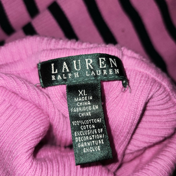 Ralph Lauren Pink Black Striped Turtleneck Sweater - Picture 5 of 6